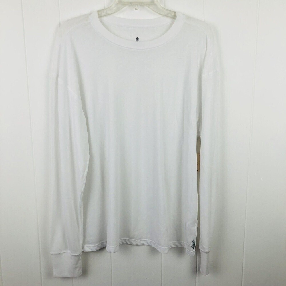 Free People Womens Keep Rolling Long Sleeve White Top Large
